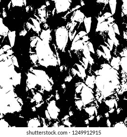 Grunge overlay layer. Abstract black and white vector background. Monochrome vintage surface with dirty pattern in cracks, spots, dots. Old painted wall in dark horror style design
