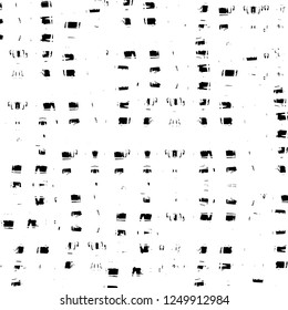 Grunge overlay layer. Abstract black and white vector background. Monochrome vintage surface with dirty pattern in cracks, spots, dots. Old painted wall in dark horror style design