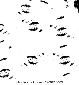 Grunge overlay layer. Abstract black and white vector background. Monochrome vintage surface with dirty pattern in cracks, spots, dots. Old painted wall in dark horror style design
