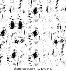 Grunge overlay layer. Abstract black and white vector background. Monochrome vintage surface with dirty pattern in cracks, spots, dots. Old painted wall in dark horror style design