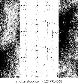 Grunge overlay layer. Abstract black and white vector background. Monochrome vintage surface with dirty pattern in cracks, spots, dots. Old painted wall in dark horror style design