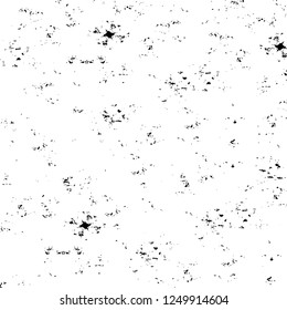 Grunge overlay layer. Abstract black and white vector background. Monochrome vintage surface with dirty pattern in cracks, spots, dots. Old painted wall in dark horror style design