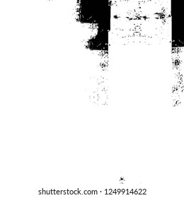 Grunge overlay layer. Abstract black and white vector background. Monochrome vintage surface with dirty pattern in cracks, spots, dots. Old painted wall in dark horror style design