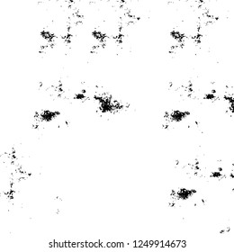 Grunge overlay layer. Abstract black and white vector background. Monochrome vintage surface with dirty pattern in cracks, spots, dots. Old painted wall in dark horror style design