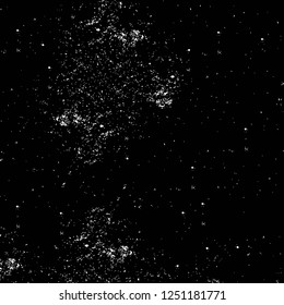 Grunge overlay layer. Abstract black and white vector background. Monochrome vintage surface with dirty pattern in cracks, spots, dots. Old painted wall in dark horror style design