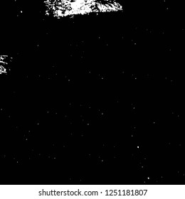 Grunge overlay layer. Abstract black and white vector background. Monochrome vintage surface with dirty pattern in cracks, spots, dots. Old painted wall in dark horror style design