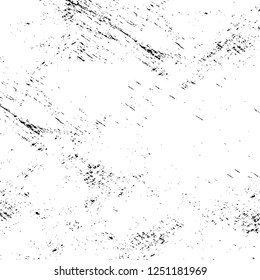 Grunge overlay layer. Abstract black and white vector background. Monochrome vintage surface with dirty pattern in cracks, spots, dots. Old painted wall in dark horror style design
