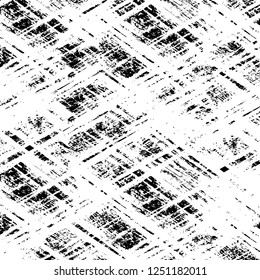 Grunge overlay layer. Abstract black and white vector background. Monochrome vintage surface with dirty pattern in cracks, spots, dots. Old painted wall in dark horror style design