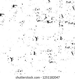 Grunge overlay layer. Abstract black and white vector background. Monochrome vintage surface with dirty pattern in cracks, spots, dots. Old painted wall in dark horror style design