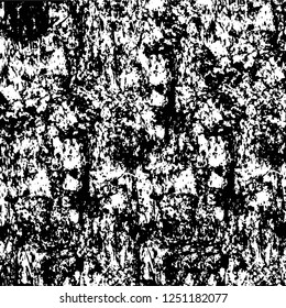 Grunge overlay layer. Abstract black and white vector background. Monochrome vintage surface with dirty pattern in cracks, spots, dots. Old painted wall in dark horror style design