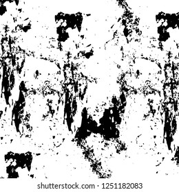 Grunge overlay layer. Abstract black and white vector background. Monochrome vintage surface with dirty pattern in cracks, spots, dots. Old painted wall in dark horror style design