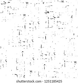 Grunge overlay layer. Abstract black and white vector background. Monochrome vintage surface with dirty pattern in cracks, spots, dots. Old painted wall in dark horror style design