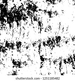 Grunge overlay layer. Abstract black and white vector background. Monochrome vintage surface with dirty pattern in cracks, spots, dots. Old painted wall in dark horror style design