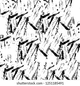 Grunge overlay layer. Abstract black and white vector background. Monochrome vintage surface with dirty pattern in cracks, spots, dots. Old painted wall in dark horror style design