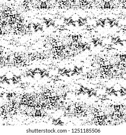 Grunge overlay layer. Abstract black and white vector background. Monochrome vintage surface with dirty pattern in cracks, spots, dots. Old painted wall in dark horror style design