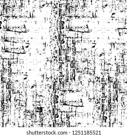 Grunge overlay layer. Abstract black and white vector background. Monochrome vintage surface with dirty pattern in cracks, spots, dots. Old painted wall in dark horror style design