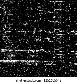 Grunge overlay layer. Abstract black and white vector background. Monochrome vintage surface with dirty pattern in cracks, spots, dots. Old painted wall in dark horror style design