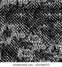Grunge overlay layer. Abstract black and white vector background. Monochrome vintage surface with dirty pattern in cracks, spots, dots. Old painted wall in dark horror style design