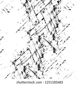 Grunge overlay layer. Abstract black and white vector background. Monochrome vintage surface with dirty pattern in cracks, spots, dots. Old painted wall in dark horror style design