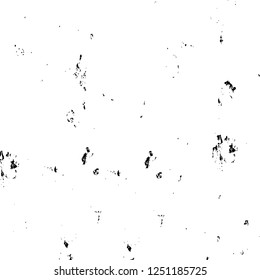 Grunge overlay layer. Abstract black and white vector background. Monochrome vintage surface with dirty pattern in cracks, spots, dots. Old painted wall in dark horror style design