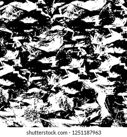 Grunge overlay layer. Abstract black and white vector background. Monochrome vintage surface with dirty pattern in cracks, spots, dots. Old painted wall in dark horror style design