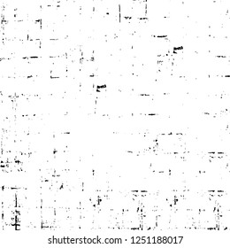 Grunge overlay layer. Abstract black and white vector background. Monochrome vintage surface with dirty pattern in cracks, spots, dots. Old painted wall in dark horror style design