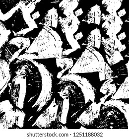 Grunge overlay layer. Abstract black and white vector background. Monochrome vintage surface with dirty pattern in cracks, spots, dots. Old painted wall in dark horror style design