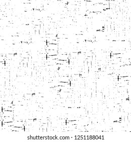 Grunge overlay layer. Abstract black and white vector background. Monochrome vintage surface with dirty pattern in cracks, spots, dots. Old painted wall in dark horror style design