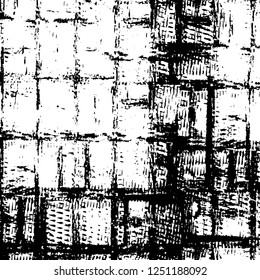 Grunge overlay layer. Abstract black and white vector background. Monochrome vintage surface with dirty pattern in cracks, spots, dots. Old painted wall in dark horror style design