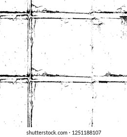 Grunge overlay layer. Abstract black and white vector background. Monochrome vintage surface with dirty pattern in cracks, spots, dots. Old painted wall in dark horror style design