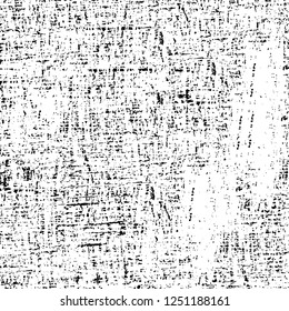 Grunge overlay layer. Abstract black and white vector background. Monochrome vintage surface with dirty pattern in cracks, spots, dots. Old painted wall in dark horror style design