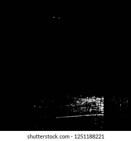Grunge overlay layer. Abstract black and white vector background. Monochrome vintage surface with dirty pattern in cracks, spots, dots. Old painted wall in dark horror style design