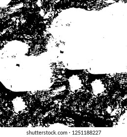 Grunge overlay layer. Abstract black and white vector background. Monochrome vintage surface with dirty pattern in cracks, spots, dots. Old painted wall in dark horror style design