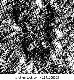 Grunge overlay layer. Abstract black and white vector background. Monochrome vintage surface with dirty pattern in cracks, spots, dots. Old painted wall in dark horror style design