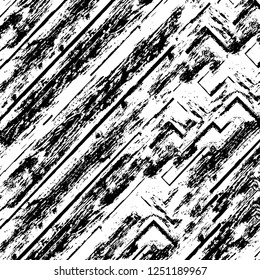 Grunge overlay layer. Abstract black and white vector background. Monochrome vintage surface with dirty pattern in cracks, spots, dots. Old painted wall in dark horror style design