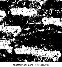 Grunge overlay layer. Abstract black and white vector background. Monochrome vintage surface with dirty pattern in cracks, spots, dots. Old painted wall in dark horror style design