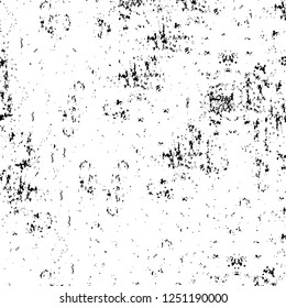 Grunge overlay layer. Abstract black and white vector background. Monochrome vintage surface with dirty pattern in cracks, spots, dots. Old painted wall in dark horror style design