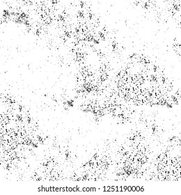Grunge overlay layer. Abstract black and white vector background. Monochrome vintage surface with dirty pattern in cracks, spots, dots. Old painted wall in dark horror style design