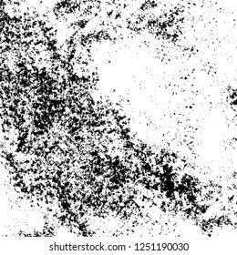 Grunge overlay layer. Abstract black and white vector background. Monochrome vintage surface with dirty pattern in cracks, spots, dots. Old painted wall in dark horror style design