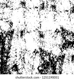 Grunge overlay layer. Abstract black and white vector background. Monochrome vintage surface with dirty pattern in cracks, spots, dots. Old painted wall in dark horror style design