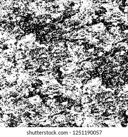 Grunge overlay layer. Abstract black and white vector background. Monochrome vintage surface with dirty pattern in cracks, spots, dots. Old painted wall in dark horror style design