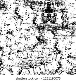 Grunge overlay layer. Abstract black and white vector background. Monochrome vintage surface with dirty pattern in cracks, spots, dots. Old painted wall in dark horror style design