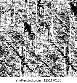 Grunge overlay layer. Abstract black and white vector background. Monochrome vintage surface with dirty pattern in cracks, spots, dots. Old painted wall in dark horror style design