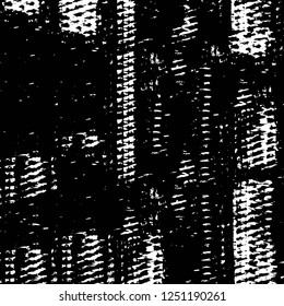 Grunge overlay layer. Abstract black and white vector background. Monochrome vintage surface with dirty pattern in cracks, spots, dots. Old painted wall in dark horror style design