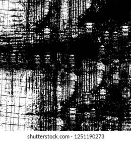 Grunge overlay layer. Abstract black and white vector background. Monochrome vintage surface with dirty pattern in cracks, spots, dots. Old painted wall in dark horror style design
