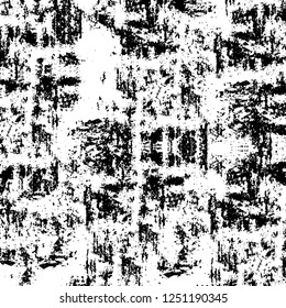 Grunge overlay layer. Abstract black and white vector background. Monochrome vintage surface with dirty pattern in cracks, spots, dots. Old painted wall in dark horror style design