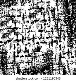 Grunge overlay layer. Abstract black and white vector background. Monochrome vintage surface with dirty pattern in cracks, spots, dots. Old painted wall in dark horror style design