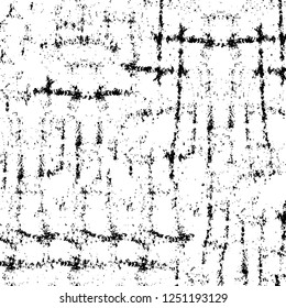 Grunge overlay layer. Abstract black and white vector background. Monochrome vintage surface with dirty pattern in cracks, spots, dots. Old painted wall in dark horror style design