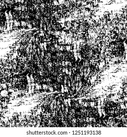 Grunge overlay layer. Abstract black and white vector background. Monochrome vintage surface with dirty pattern in cracks, spots, dots. Old painted wall in dark horror style design