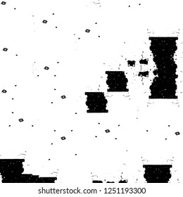 Grunge overlay layer. Abstract black and white vector background. Monochrome vintage surface with dirty pattern in cracks, spots, dots. Old painted wall in dark horror style design
